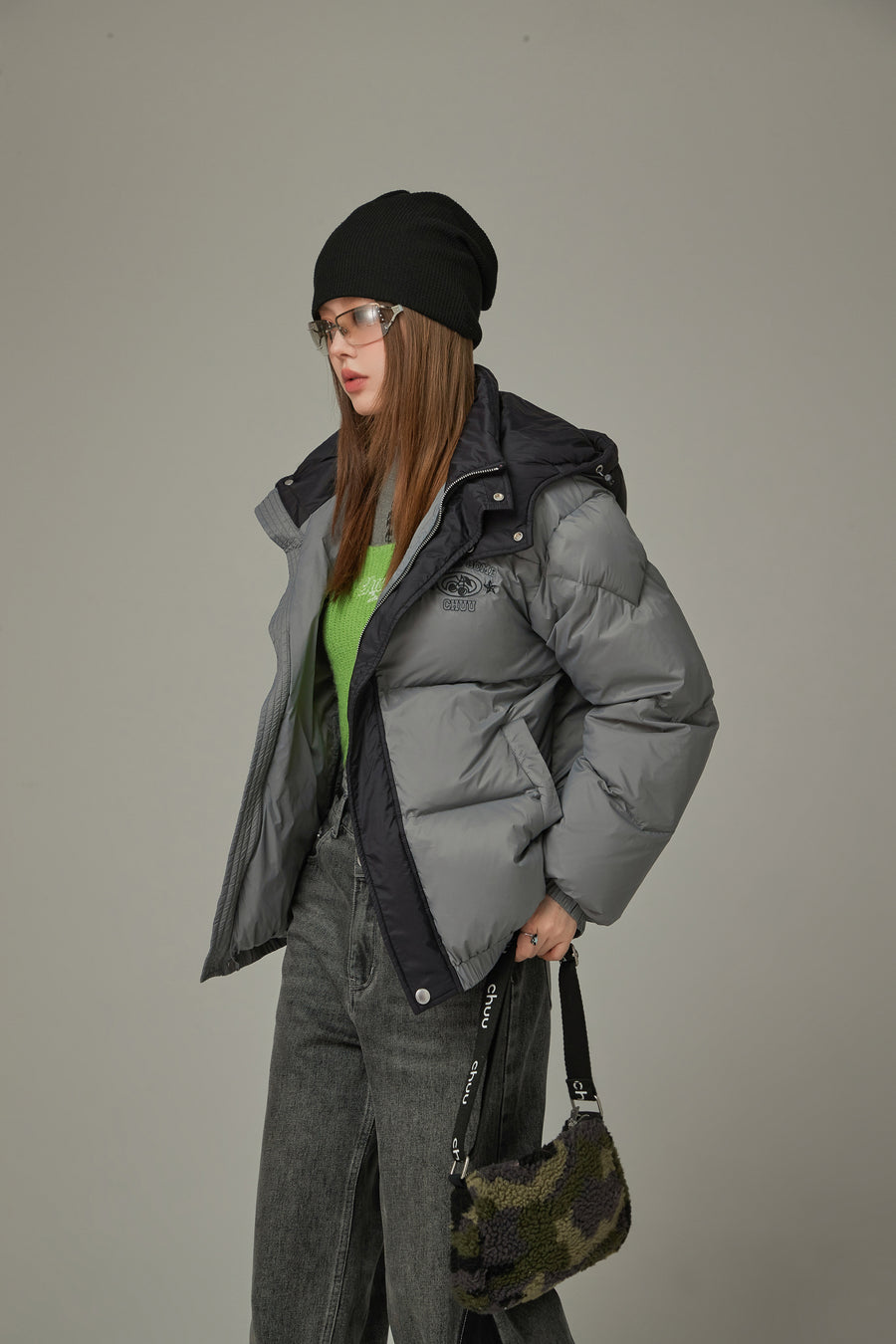 CHUU Color Matching Hooded Padded Jacket