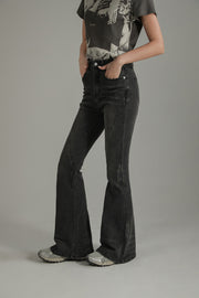 Lightly Distressed Slim Bootcut Denim Jeans