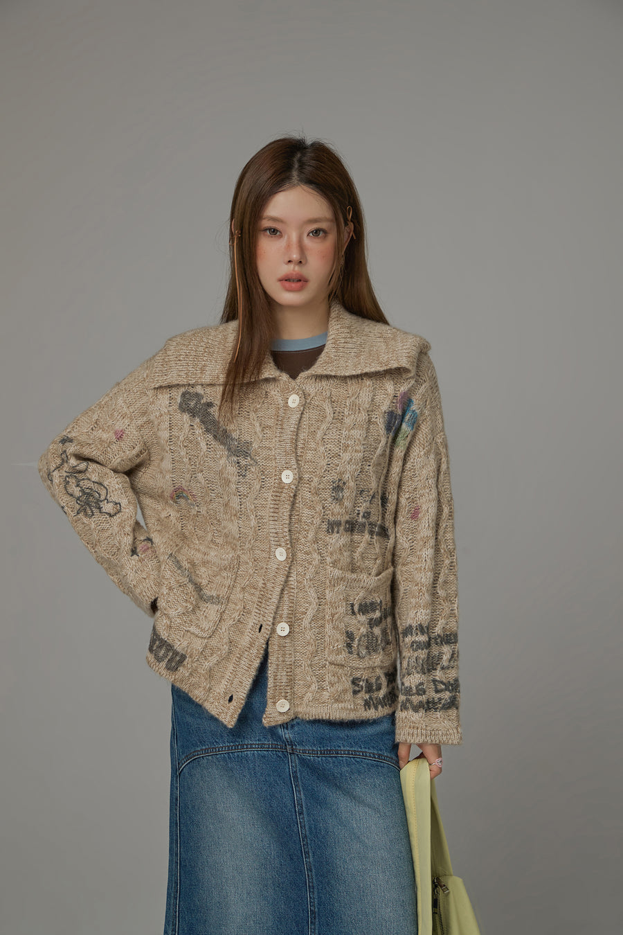 CHUU Big Collar Knit Cardigan