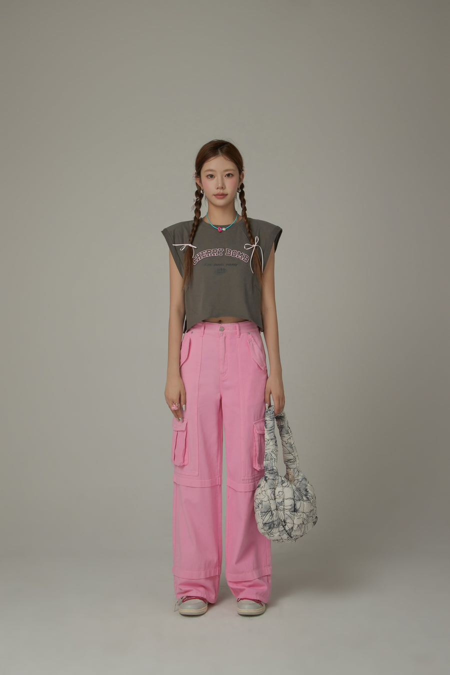 CHUU Cherry Bomb Embroidered Cropped Boxy T-Shirt