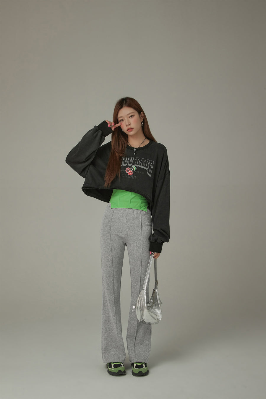 CHUU Waist Slit Casual Bootcut Pants