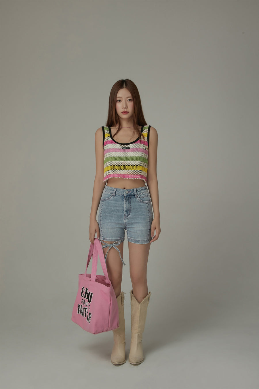 CHUU Ribbon Tie Denim Shorts