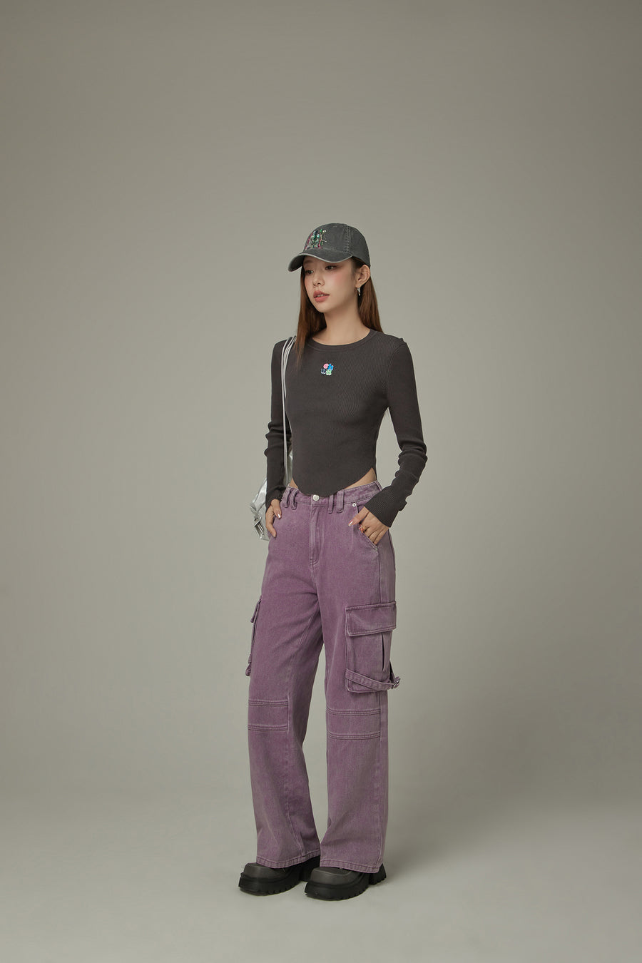 CHUU Color Ribbed Slim Knit Top