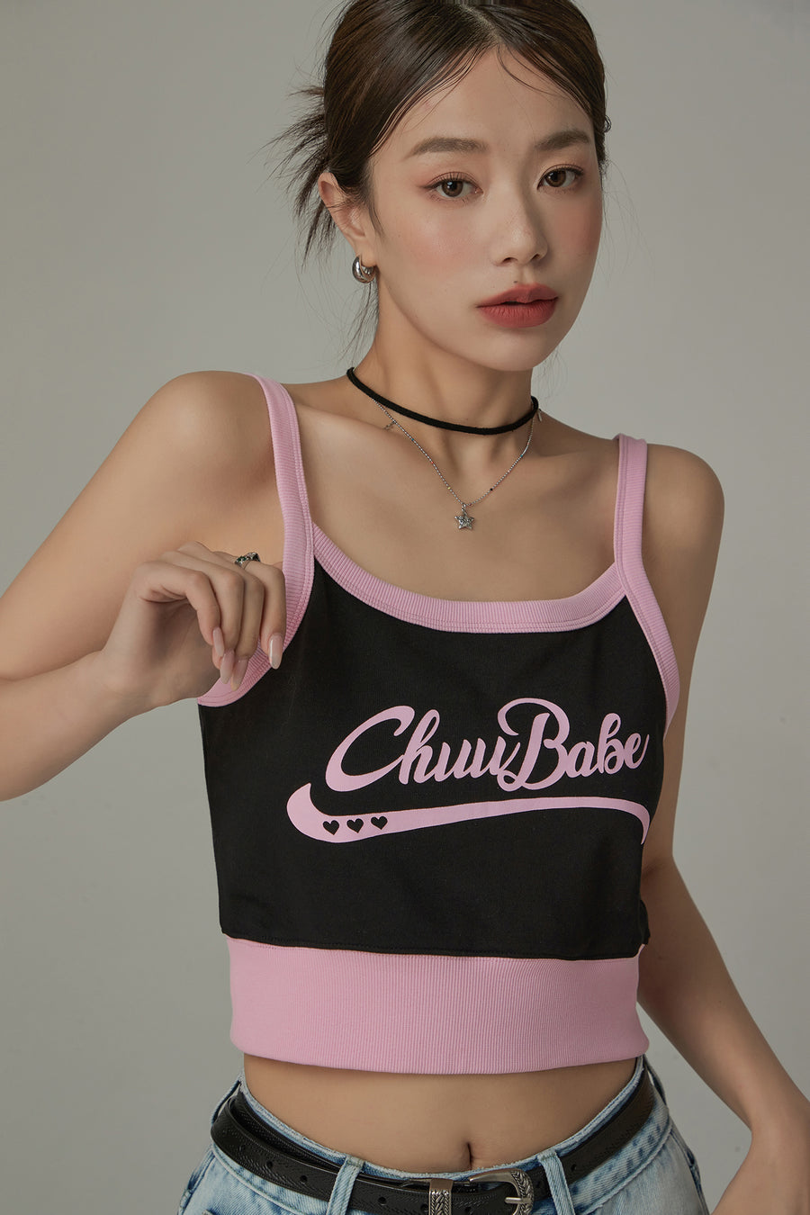 CHUU Chuu Babe Color Blocked Bustier Crop Top