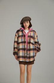 Multi Color Check Loose Fit Shacket