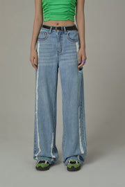 Cotton Denim Straight Pants