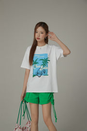 Endless Summer Printed Palm Trees Loose Fit T-Shirt