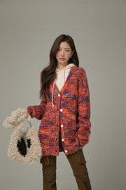 Rainbow Button Knit Cardigan