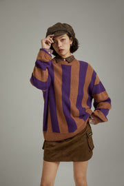 Vintage Color Scheme Stripe Knit Sweater