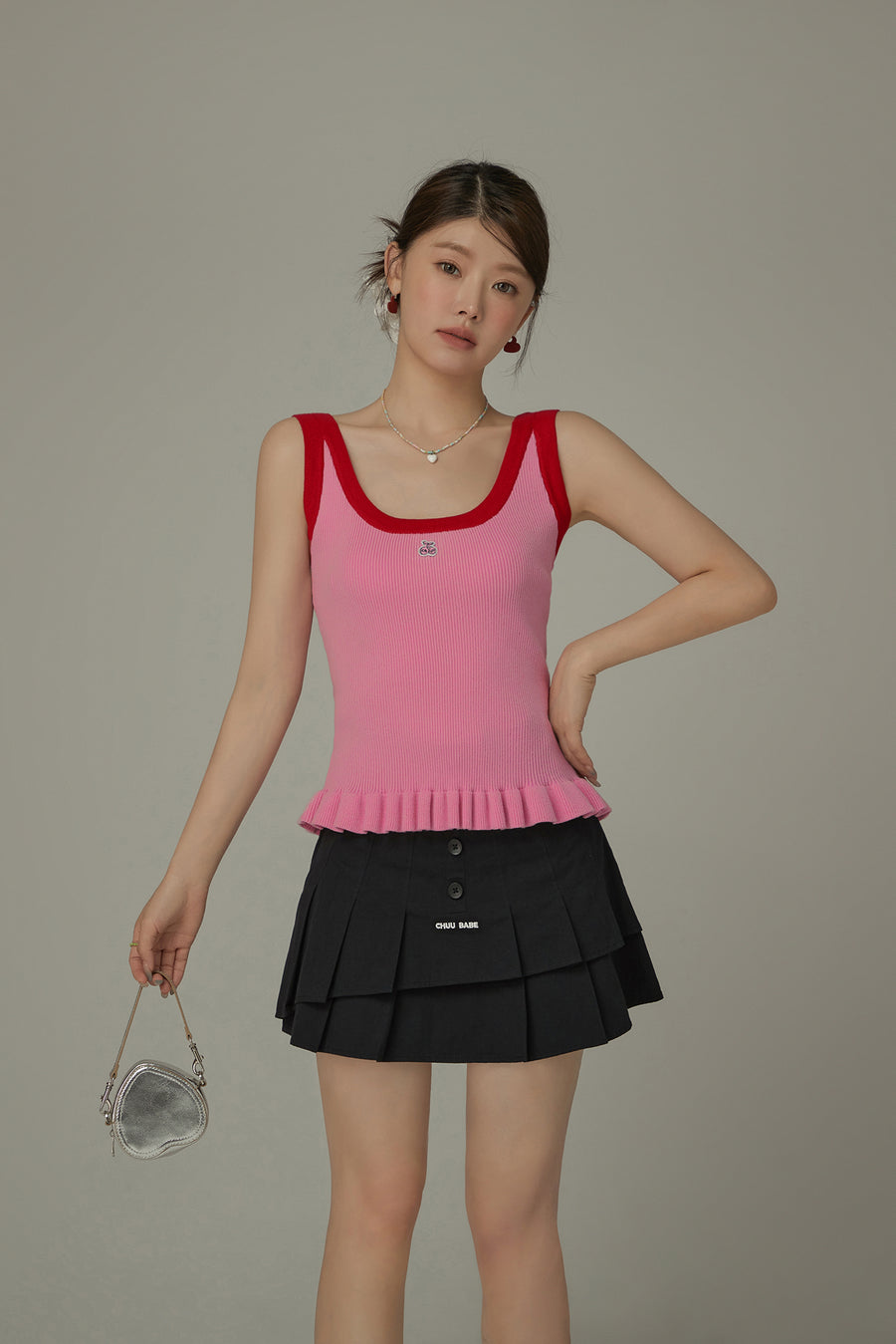 CHUU Cherry Detail Knit Sleeveless Top