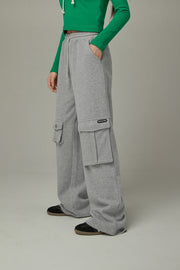 Pocket Elastic Waist Casual Pants