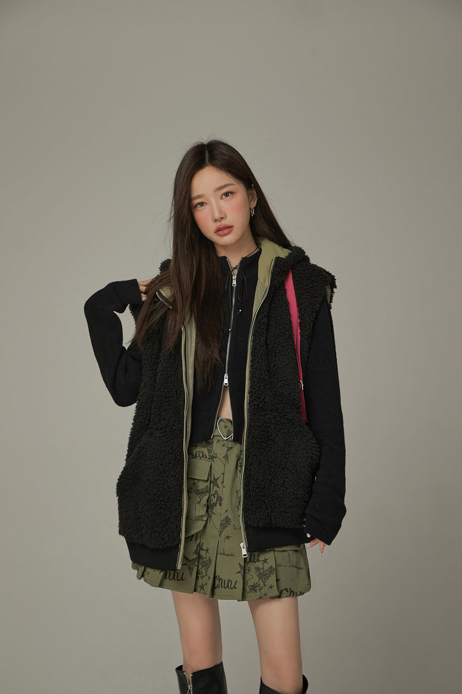 CHUU Fleece Vest Hooded Jacket