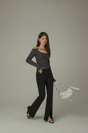 Front Ankle Slit Bootcut Pants