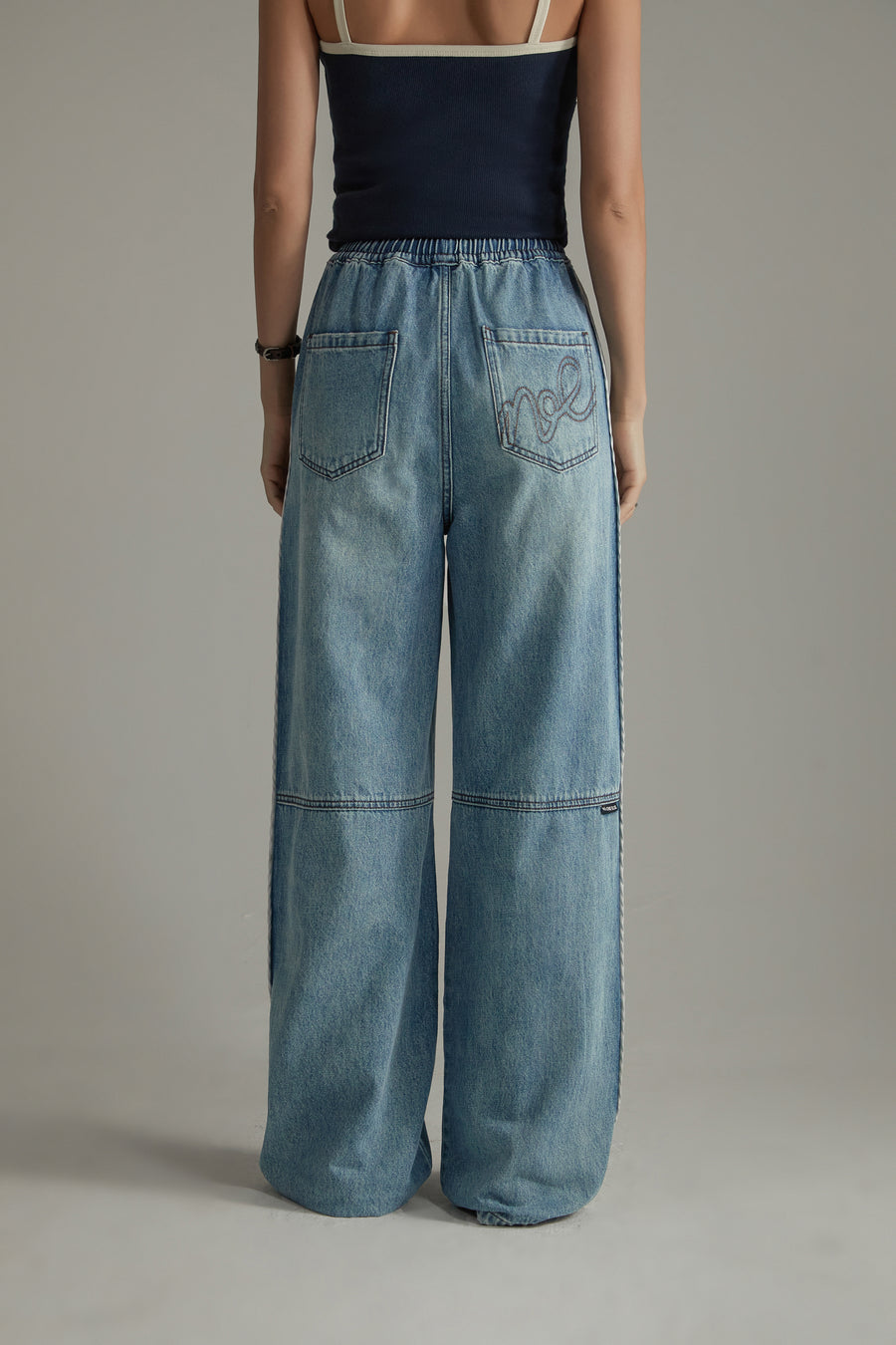 CHUU Elastic Waist Casual String Denim Jeans