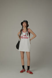 Back To Paradise Colorblocked Letter Printed Sleeveless T-Shirt