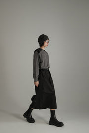 Contrast Pocket Long Dress
