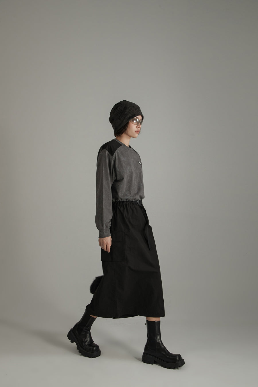 CHUU Contrast Pocket Long Dress