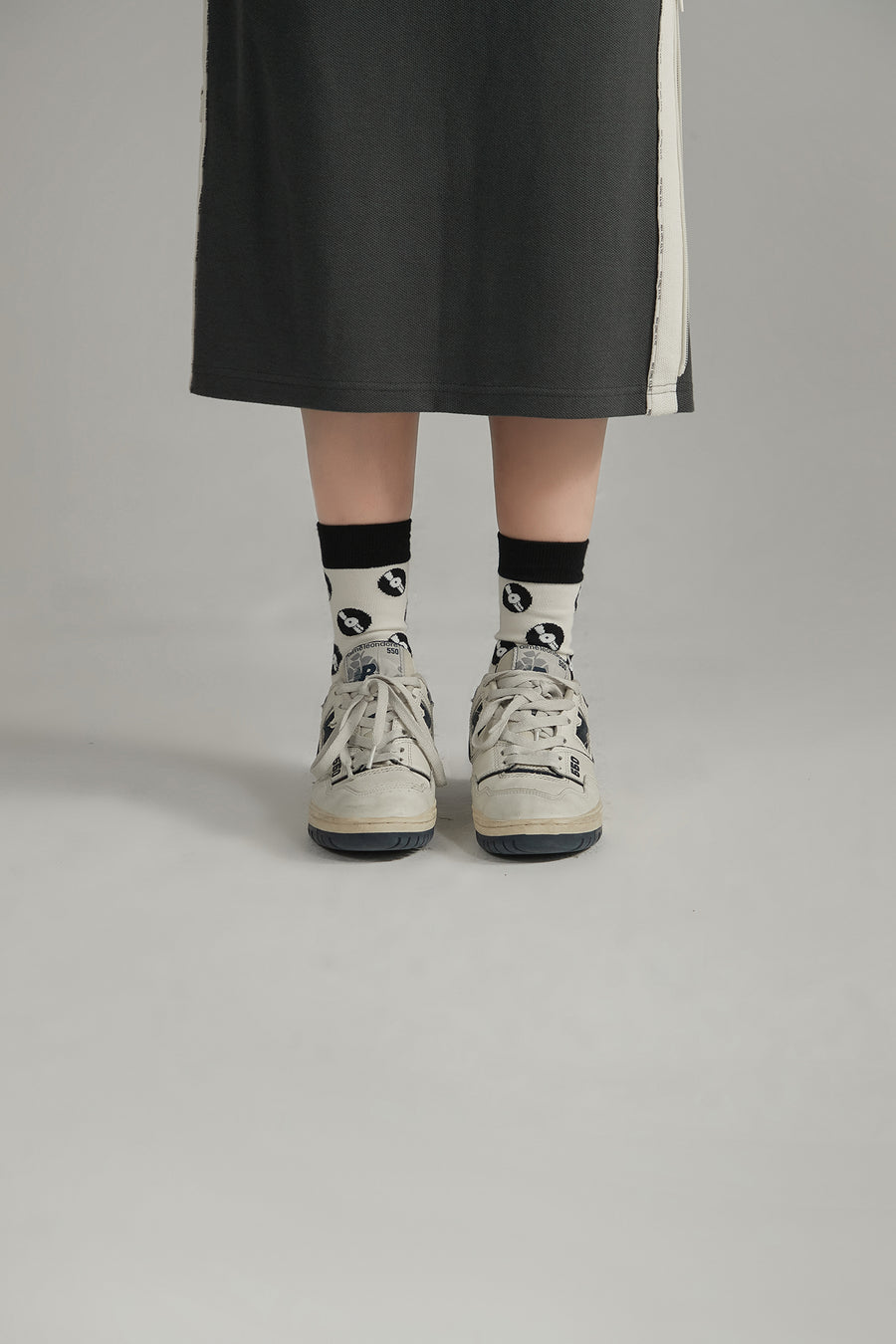 CHUU Color Combination Disc Knit High Socks