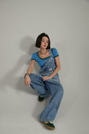 Washed Denim Suspender Jumpsuit