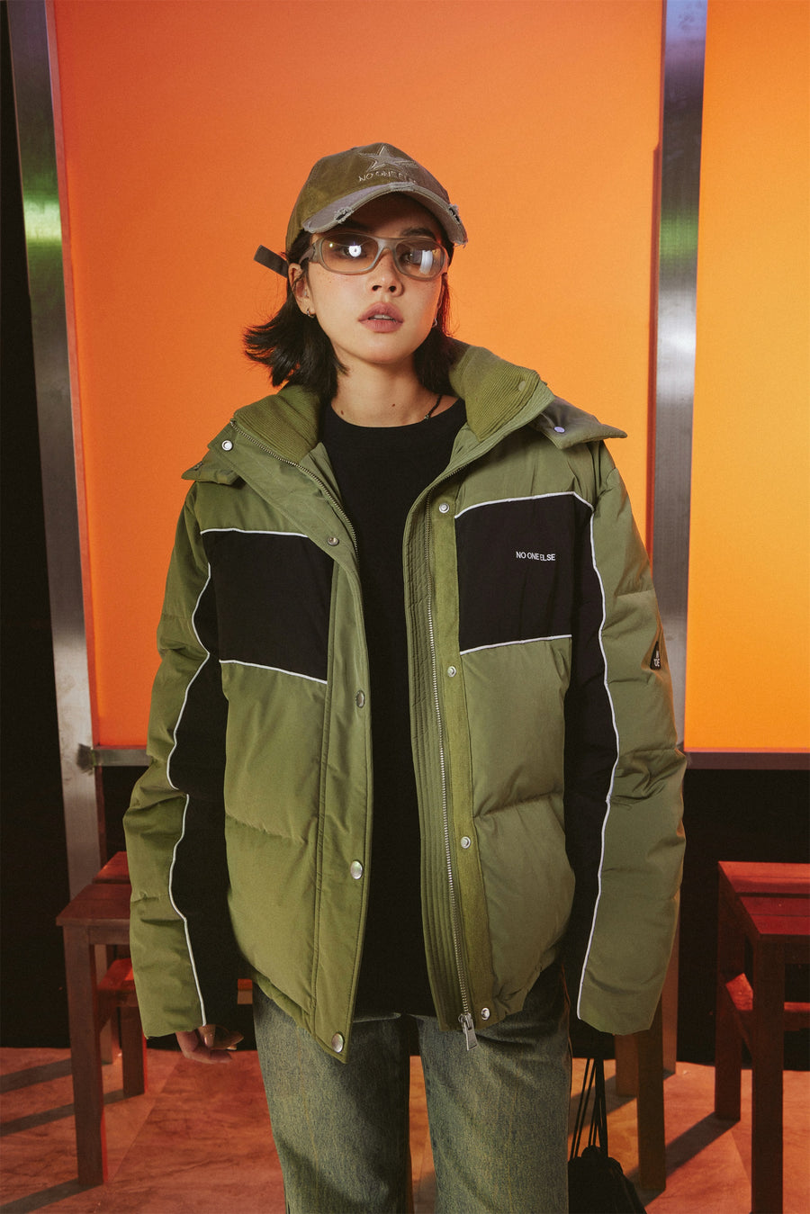 CHUU Color Combination Oversized Padded Jacket