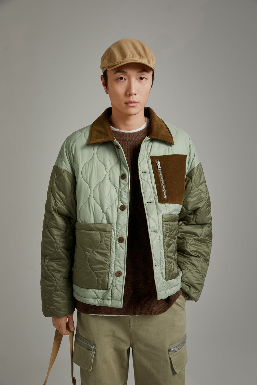 CHUU Color Matching Quilted Jacket