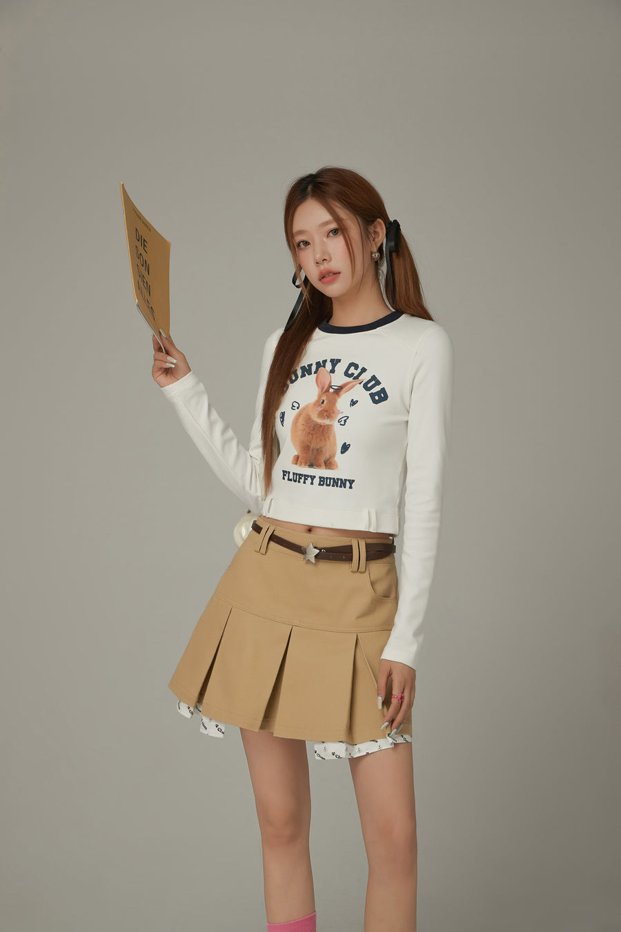 CHUU Pocket Lining Pleated Mini Skirt