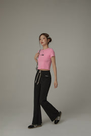 Lace Up Semi Bootcut Casual Pants