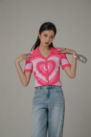 Color Matching Heart Pattern Knit Sweater