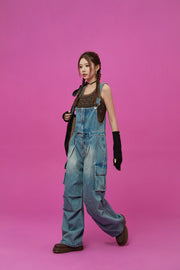 Big Pocket Denim Overalls