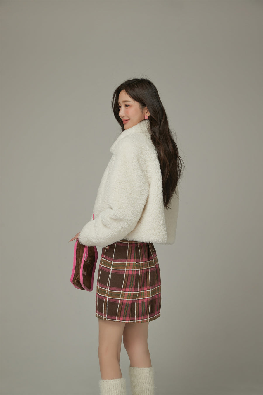 CHUU Fleece Collar Button Jacket