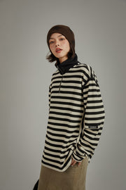 High Neck Half Zip Stripe Sweater