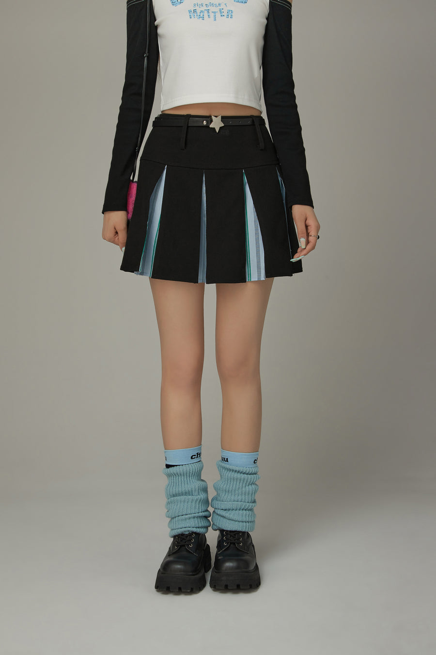 CHUU Color Scheme Pleated Skirt