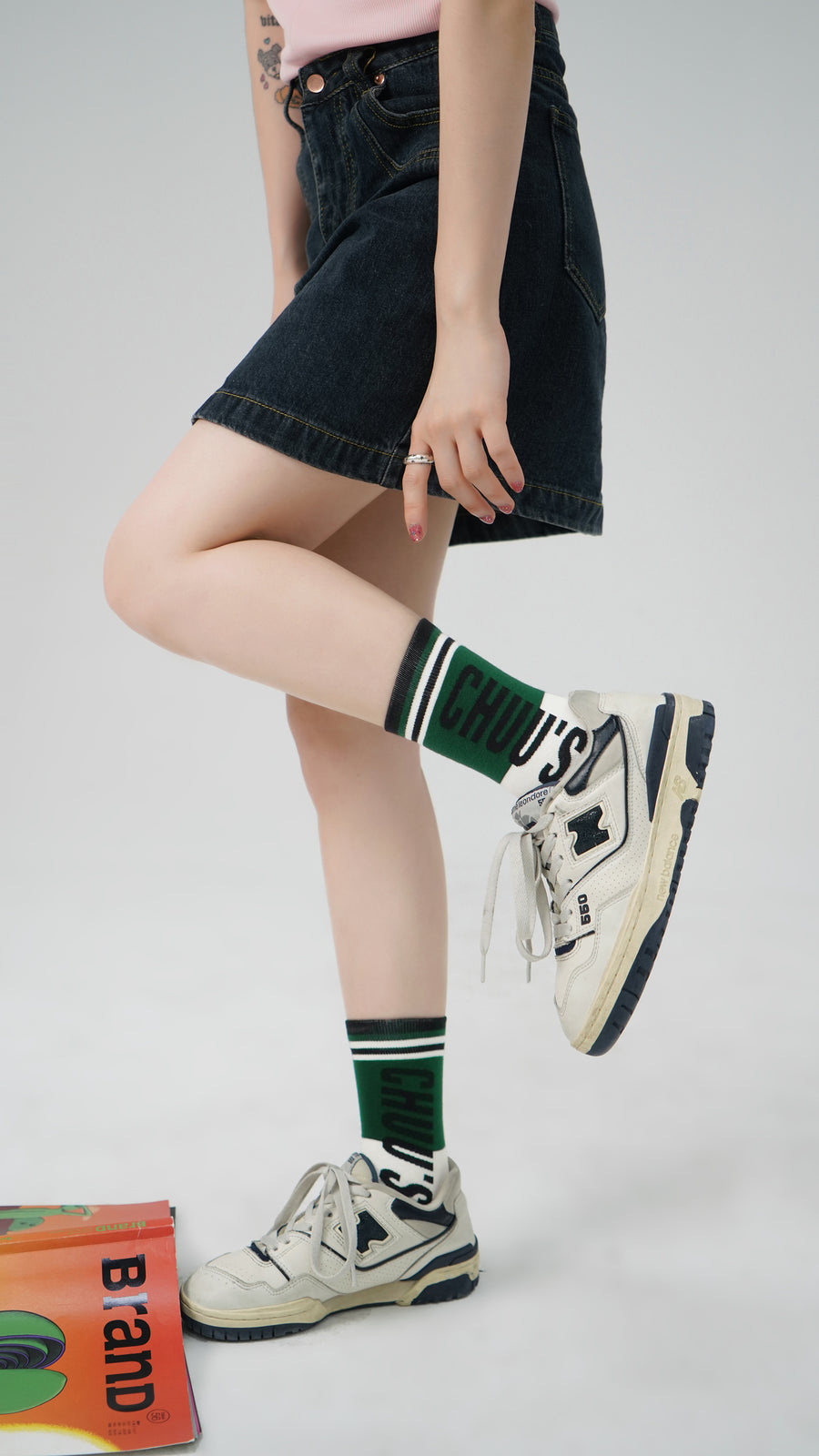 CHUU Vintage Lined High Socks