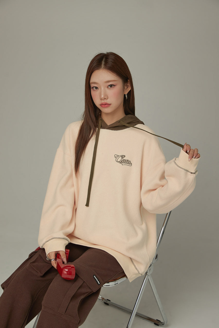 CHUU Fleece Color Combination Hoodie