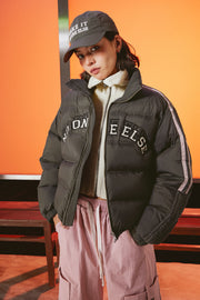 Logo Duck Down High Neck Padded Jacket