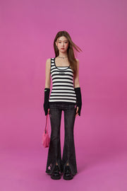 Striped Knit Sleeveless Top