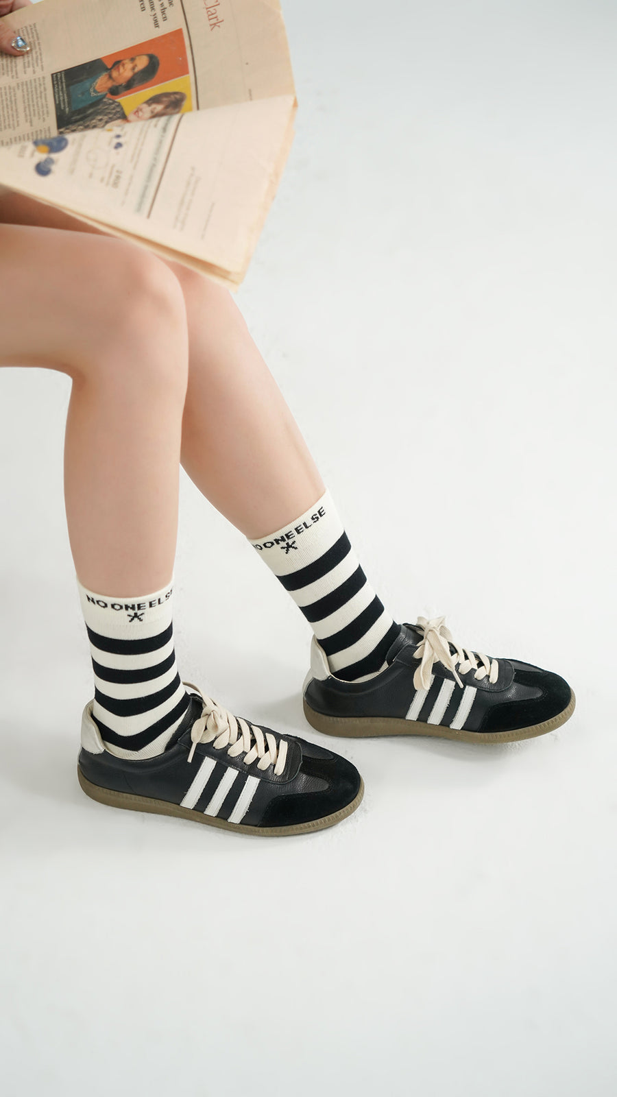 CHUU Logo Striped High Socks