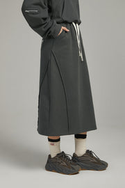 Slit Elastic Band Sporty Long Skirt