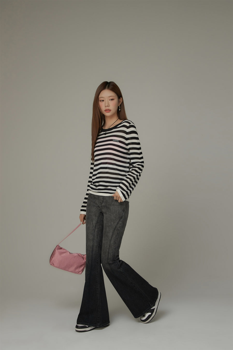 CHUU Stripe Knit Long Sleeve Top