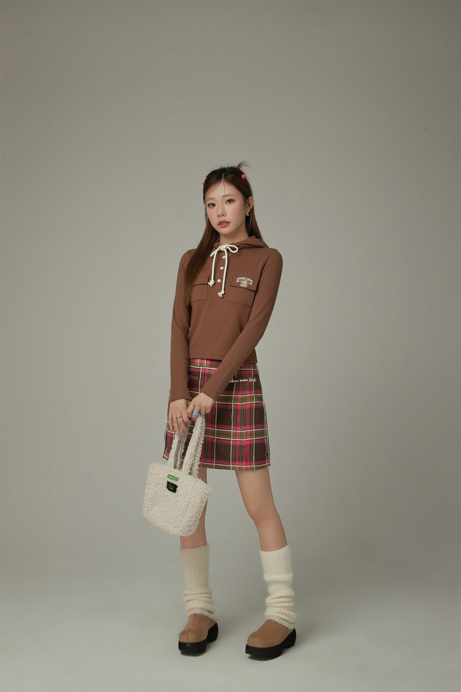 CHUU A-Line Check Skirt