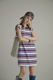 Striped Noe Center Logo Sleeveless T-Shirt Dress