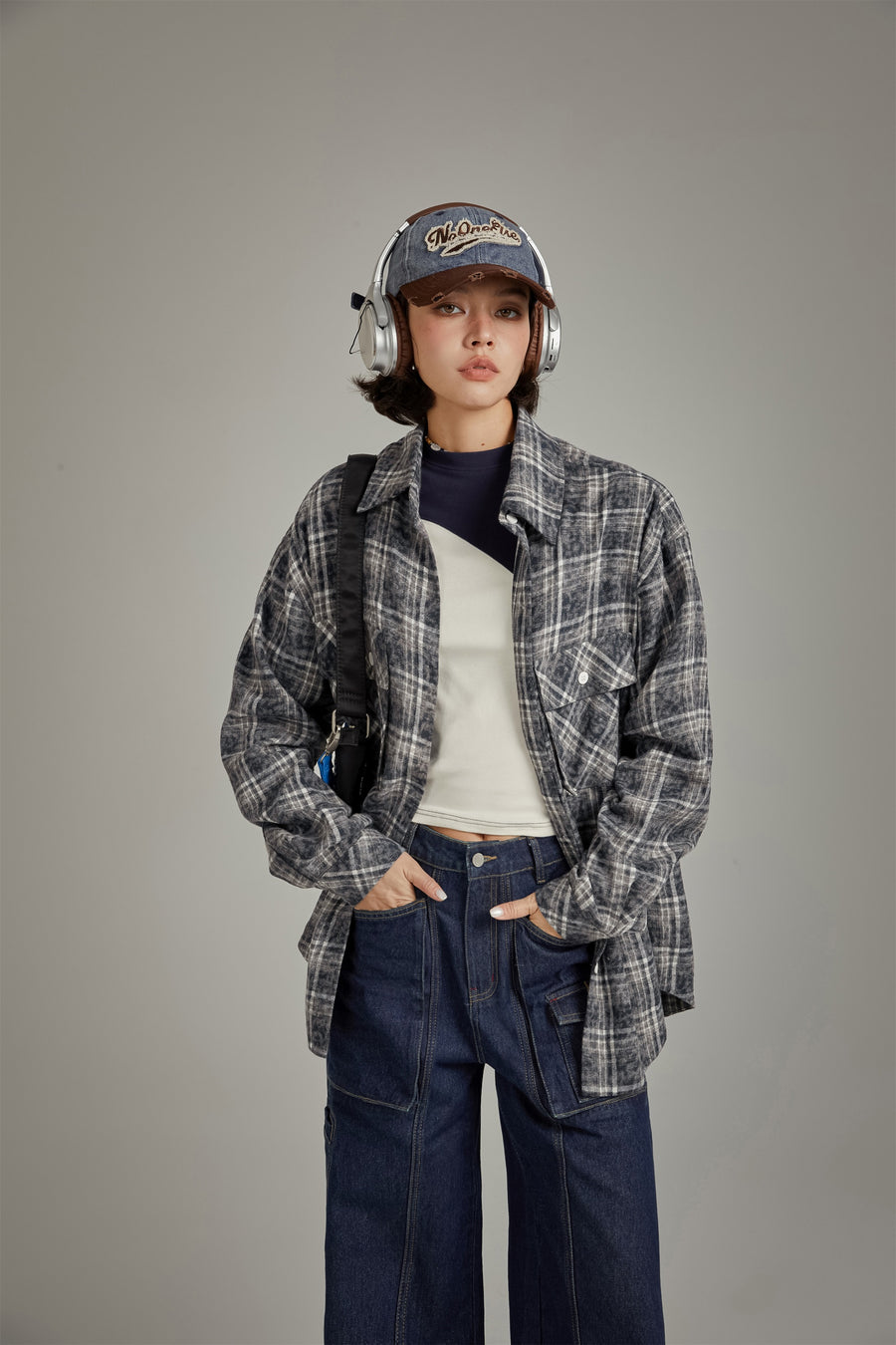 CHUU Back Design Loose Fit Check Shirt