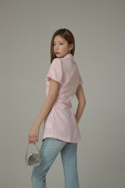 Puffy Short Sleeve Stripe Shirt