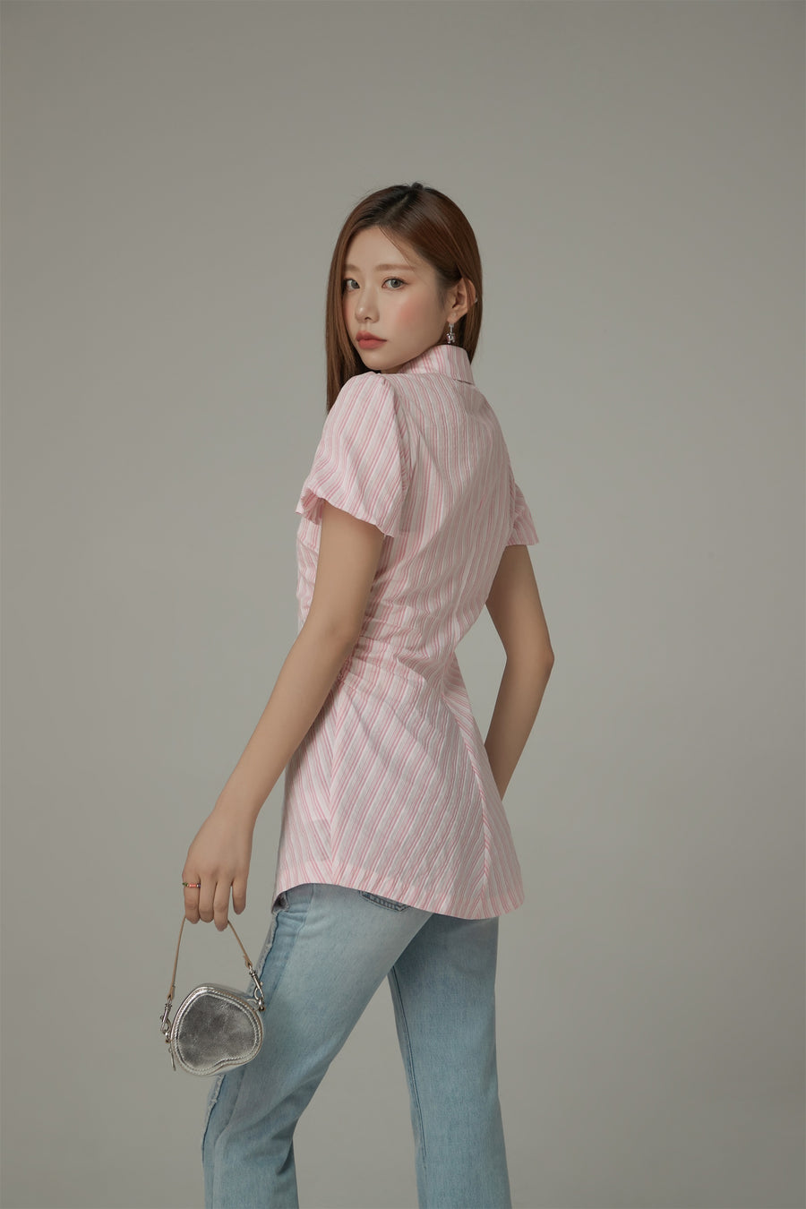 CHUU Puffy Short Sleeve Stripe Shirt