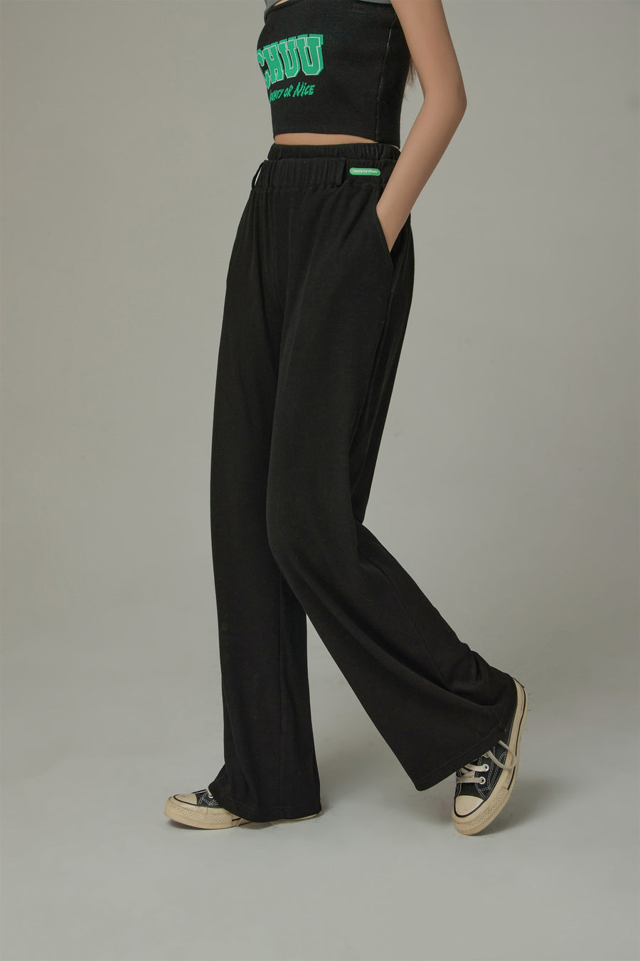 CHUU Banding Loose Fit Slit Daily Pants