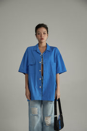 Cotton Loose Fit Button Up Shirt