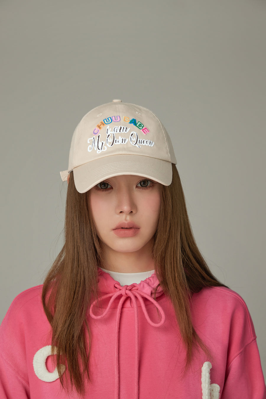 CHUU Rainbow Lettering Ball Cap