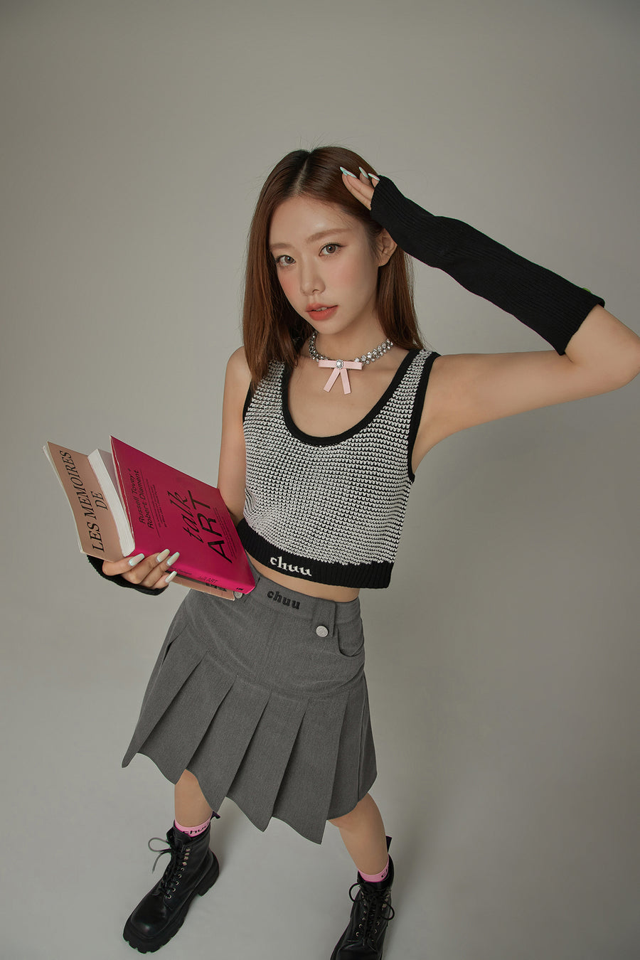 CHUU Logo Band Color Scheme Sleeveless Crop Top