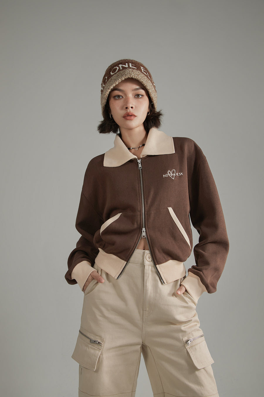 CHUU Color Combination Zip-Up Jacket