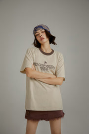 Cotton Colorblocked Short Sleeve Long Loosefit T-Shirt